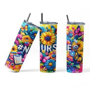 Nurse Tumbler, Floral Tumbler, 20oz Insulated Tumbler